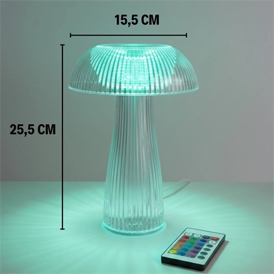 Şeffaf Mantar Model Led Masa Lambası –kumandalı Şarjlı, Dokunmatik, Rengarek Işık Modlu Dekoratif Gece Lambası Bx40