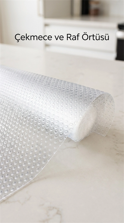 Şeffaf PVC Kaydırmaz Raflık Dolap İçi Çekmece Örtüsü 45x300 cm