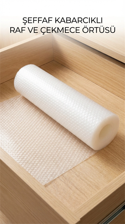 Şeffaf Pvc Raf ve Dolap İçi Kaydırmaz Koruyucu Örtü 45x300 cm