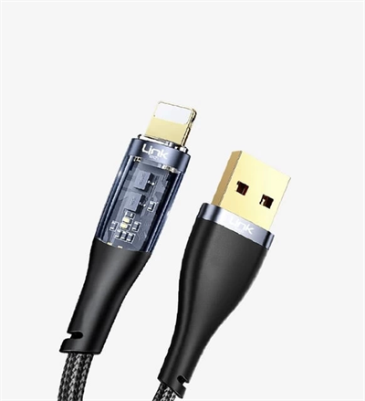 Şeffaf Uçlu iPhone 45w Usb Hızlı ve Dayanıklı Şarj ve Data Işıklı Örgü Kablo 1 Metre