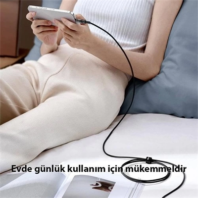Şeffaf Uçlu iPhone 45w Usb Hızlı ve Dayanıklı Şarj ve Data Işıklı Örgü Kablo 1 Metre