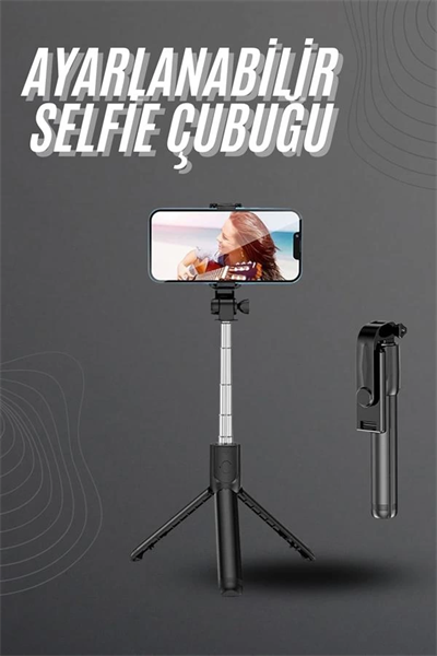 Selfie Çubuğu Tripod Bluetooth Kumandalı Selfie Çubuğu Telefon Tutucu