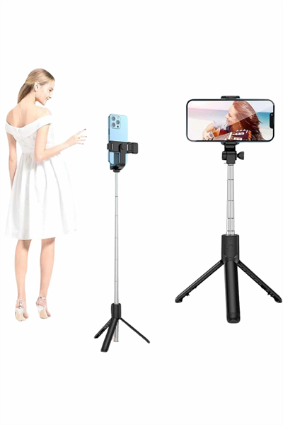 Selfie Çubuğu Tripod Bluetooth Kumandalı Selfie Çubuğu Telefon Tutucu