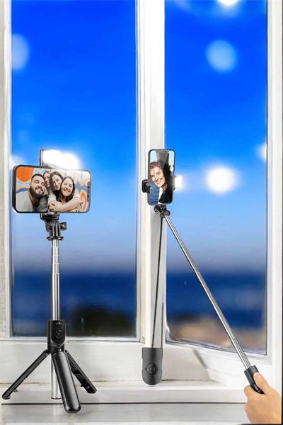 Selfie Çubuğu Tripod Kumandalı Telefon Tutucu Siyah