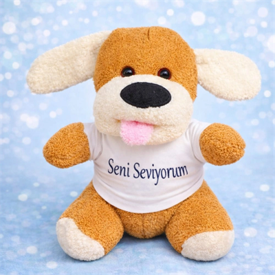Seni Seviyorum Tişörtlü Sevimli Peluş Köpek