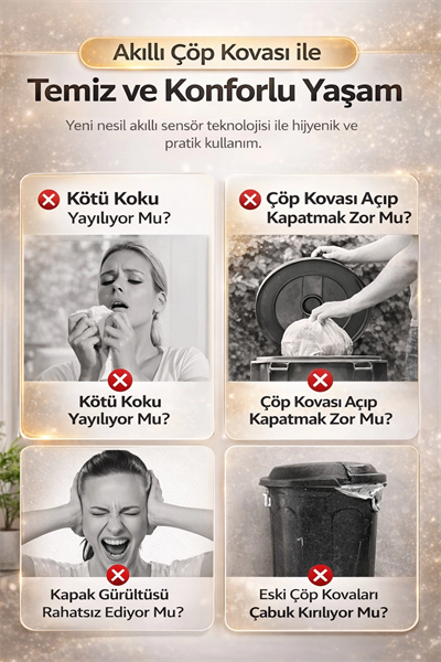 Sensörlü Çöp Kovası Otomatik Kapak Temassız