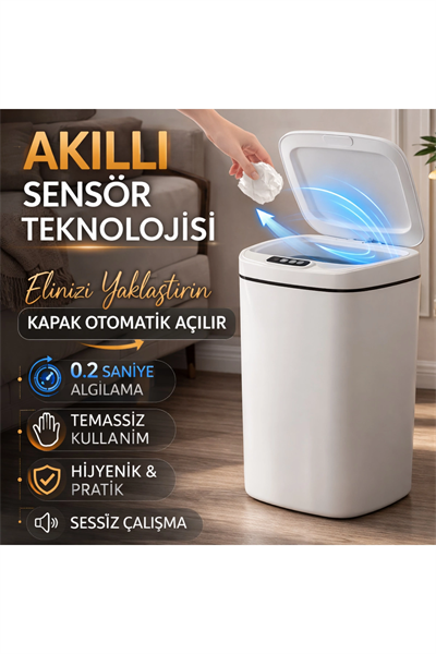 Sensörlü Çöp Kovası Otomatik Kapak Temassız