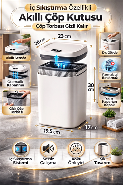 Sensörlü Çöp Kovası Otomatik Kapak Temassız