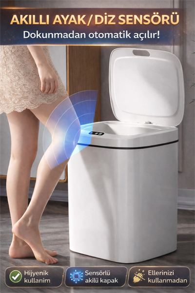 Sensörlü Çöp Kovası Otomatik Kapak Temassız