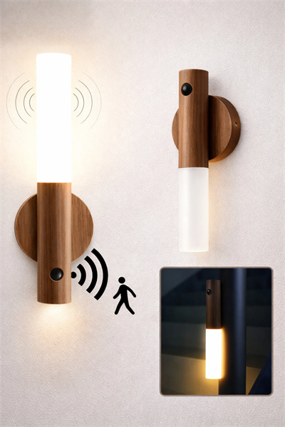 Sensörlü Dekoratif Meşale Duvar Aplik LED Gece Lambası Mıknatıslı Model
