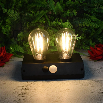Sensörlü Solar İkili LED Ampul Lamba - Çift Başlıklı - Güneş Enerjili Aydınlatma