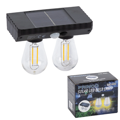 Sensörlü Solar İkili LED Ampul Lamba - Çift Başlıklı - Güneş Enerjili Aydınlatma