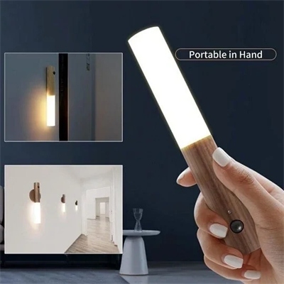 Sensörlü Usb Şarjlı Mıknatıslı Taşınabilir Duvar Aplik Masa Lambası Ahşap Görünümlü Gün Işığı Bx40