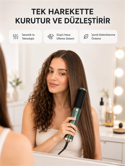 Seramik Plakalı Saç Düzleştirici – 200°C Ayarlanabilir Isı, İyon Teknolojisi