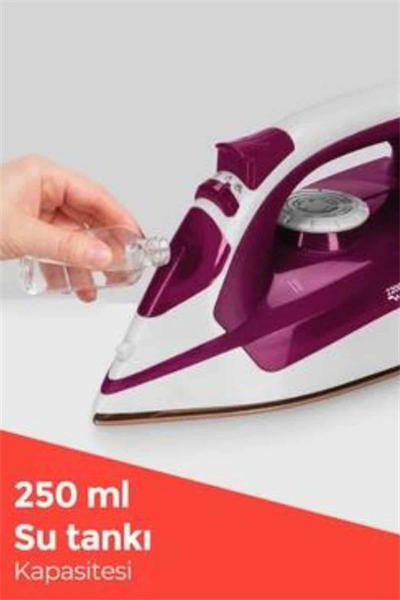 Seramik Tabanlı Kırmızı 2200 Watt Şok Buharlı Ütü Yeni Nesil