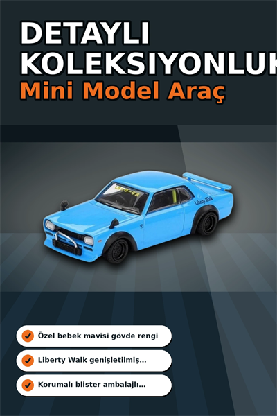 Sert Blisterde 1/64 Ölçekli Nissan LBWorks HAKOSUKA Baby Blue Diecast Model Araba BX-313348