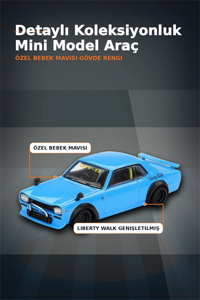 Sert Blisterde 1/64 Ölçekli Nissan LBWorks HAKOSUKA Baby Blue Diecast Model Araba BX-313348