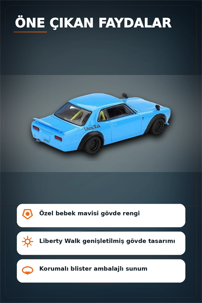 Sert Blisterde 1/64 Ölçekli Nissan LBWorks HAKOSUKA Baby Blue Diecast Model Araba BX-313348