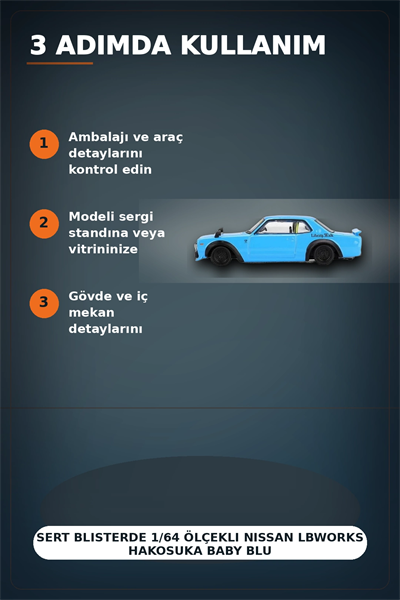 Sert Blisterde 1/64 Ölçekli Nissan LBWorks HAKOSUKA Baby Blue Diecast Model Araba BX-313348