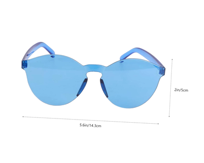 Sert Mika Oval Şekilli Çerçevesiz Mavi Gözlük Retro Parti 5x14 Cm