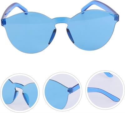 Sert Mika Oval Şekilli Çerçevesiz Mavi Gözlük Retro Parti 5x14 cm (3936)