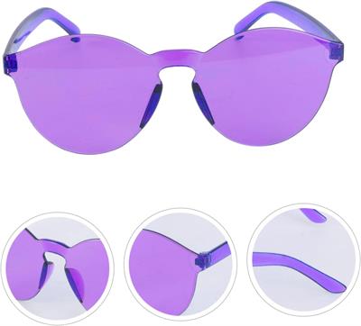 Sert Mika Oval Şekilli Çerçevesiz Mor Gözlük Retro Parti 5x14 cm (3936)