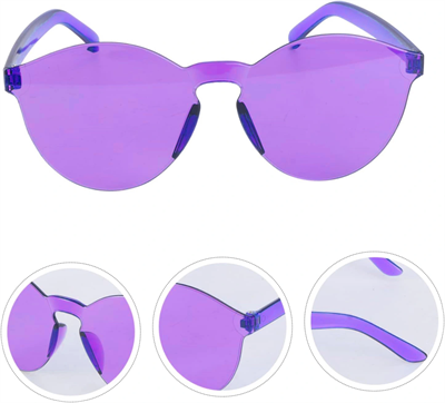 Sert Mika Oval Şekilli Çerçevesiz Mor Gözlük Retro Parti 5x14 Cm