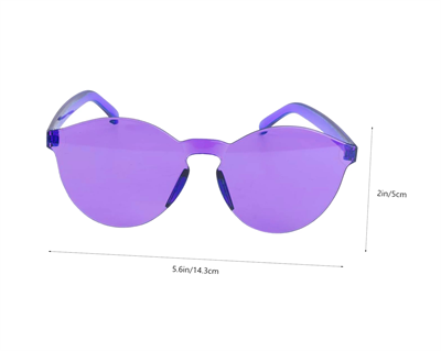 Sert Mika Oval Şekilli Çerçevesiz Mor Gözlük Retro Parti 5x14 Cm