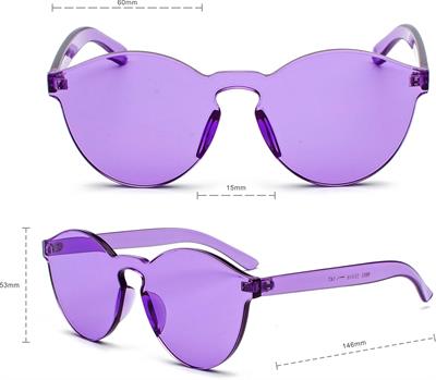 Sert Mika Oval Şekilli Çerçevesiz Mor Gözlük Retro Parti 5x14 cm (3936)