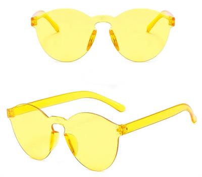 Sert Mika Oval Şekilli Çerçevesiz Sarı Gözlük Retro Parti 5x14 cm (3936)