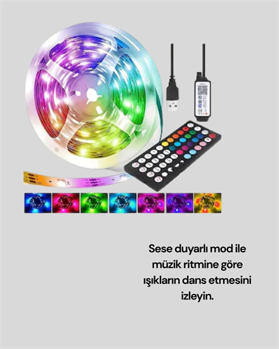 Sese Duyarlı 10M Smart Şerit Led IOS Android Kontrollü RGB Işık