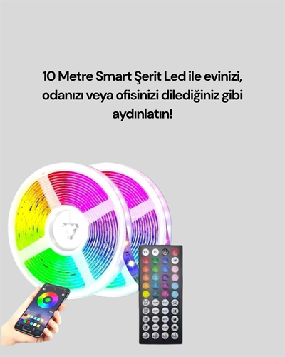 Sese Duyarlı 10M Smart Şerit Led IOS Android Kontrollü RGB Işık