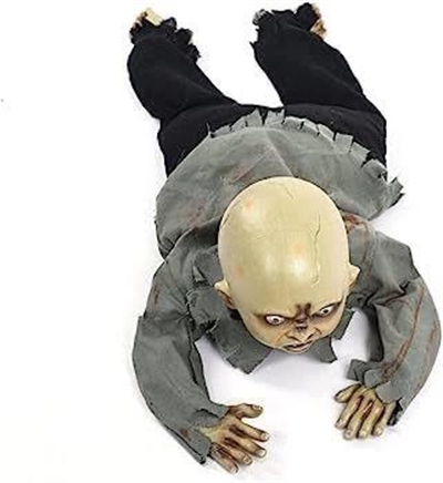 Sesli Işıklı ve Sensörlü Yerde Emekleyen Hareketli Bebek Hayalet Zombi Dekor 30x85 cm