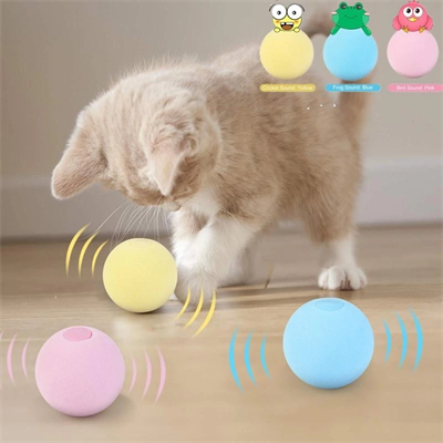 Sesli ve Akıllı Kedi Oyuncak Topu - 50 mm, Hayvan Sesli, Eğlenceli Kedi Oyuncağı