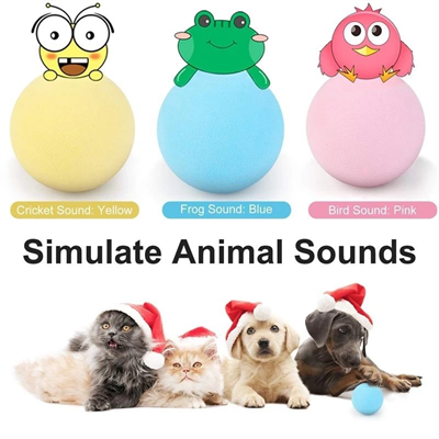 Sesli ve Akıllı Kedi Oyuncak Topu - 50 mm, Hayvan Sesli, Eğlenceli Kedi Oyuncağı
