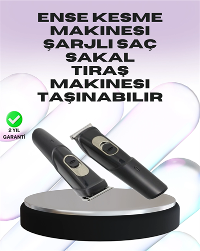 Sessiz Motorlu, Kablosuz Kullanımlı Şarjlı Saç ve Sakal Kesme Makinesi – Taraklı Set