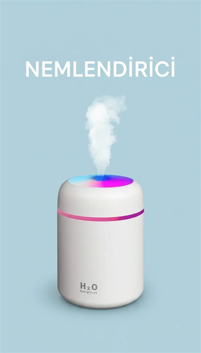 Sessiz Ultrasonik Hava Nemlendirici 220ml Buhar Makinesi Gece Lambalı USB Ofis Ev Tipi
