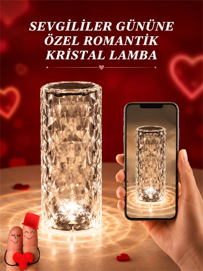 Sevgililer Günü İçin Hediye Kristal Lamba Sevgiliye Hediye USB Şarjlı Gece Lambası (Kopya)