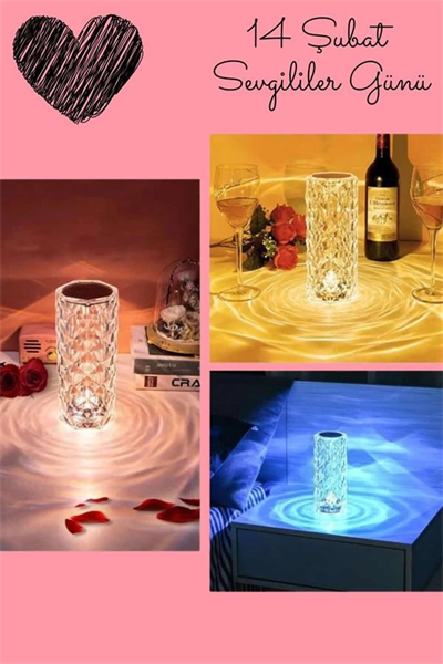 Sevgililer Gününe Özel Romantik Kristal Gece Lambası Sevgiliye Hediye