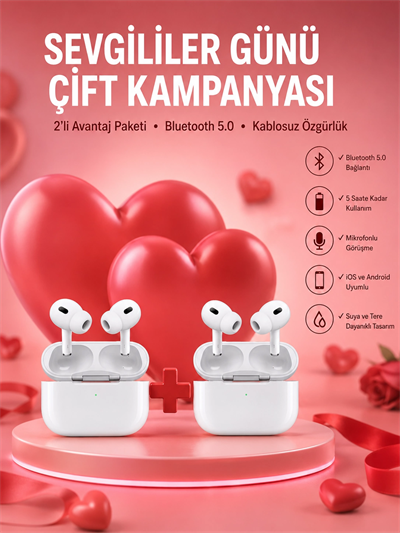 Sevgiliye Hediye Çift Kulaklığı Yeni Nesil Pro Kulaklık Sevgililer Gününe Özel Kampanya