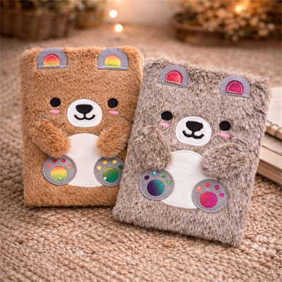 Sevimli Ayıcık Peluş Çizgili Defter
