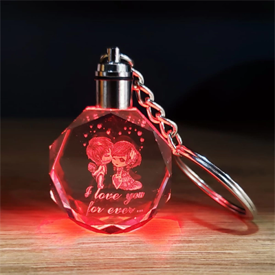 Sevimli Çift Tasarımlı Kristal Renk Değiştiren Anahtarlık