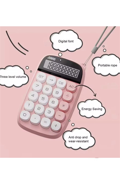 Sevimli Kare Tuşlu 10 Haneli Ldc Ekran Hesap Makinası Pembe