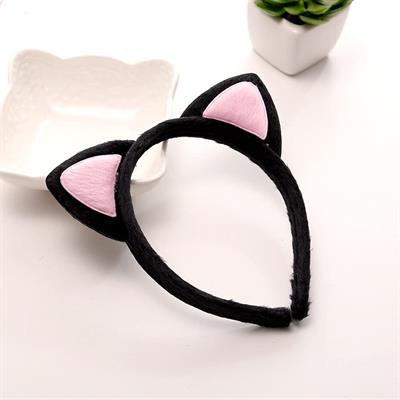 Sevimli Kedi Kulak Pofuduk Kedi Taç Siyah İçi Pembe Renk 17x15 cm (3936)
