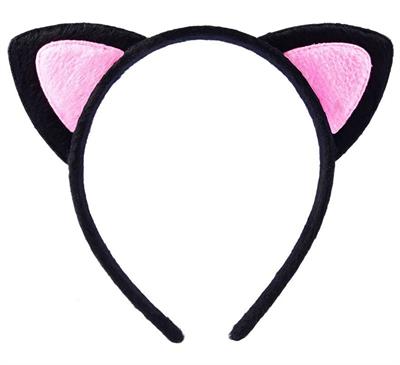 Sevimli Kedi Kulak Pofuduk Kedi Taç Siyah İçi Pembe Renk 17x15 cm (3936)