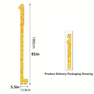 Sevimli Sarı Zürafa   Yeşil Dinazor   Deniz Kızı   Roket  Ağaç Boy Ölçüsü Sticker