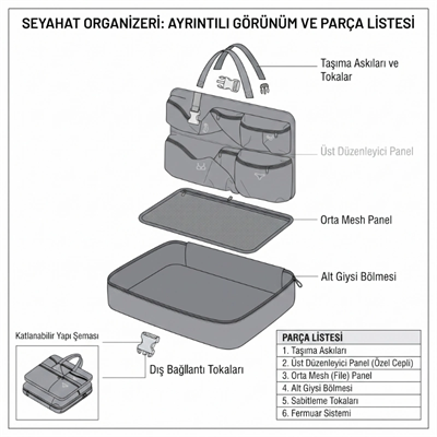 Seyahat Çantası - Yer Küçültücü Organizer  - Çok Bölmeli