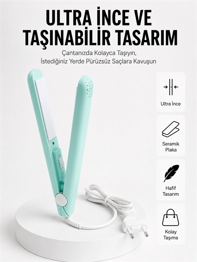 Seyahat Tipi Taşınabilir Saç Düzleştirici Saç Şekillendirici Yüksek Isı Ayarlı