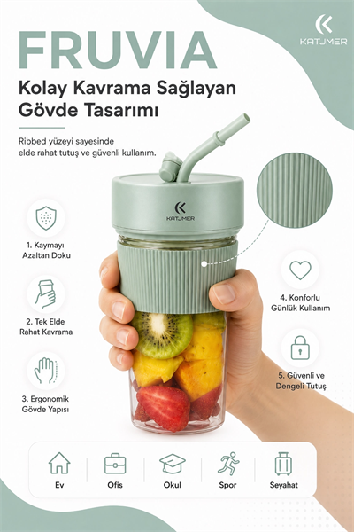 Seyahat Uyumlu Taşınabilir Meyve Sıkacağı Karıştırıcı Blender Pipetli Bardak Modeli