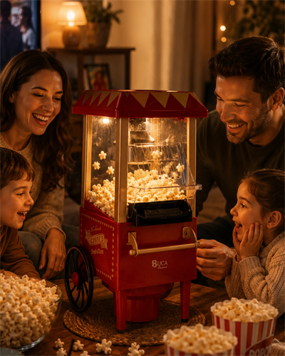 Sıcak Hava Popcorn Makinesi Yağsız Mısır Patlatıcı Nostaljik Tasarım